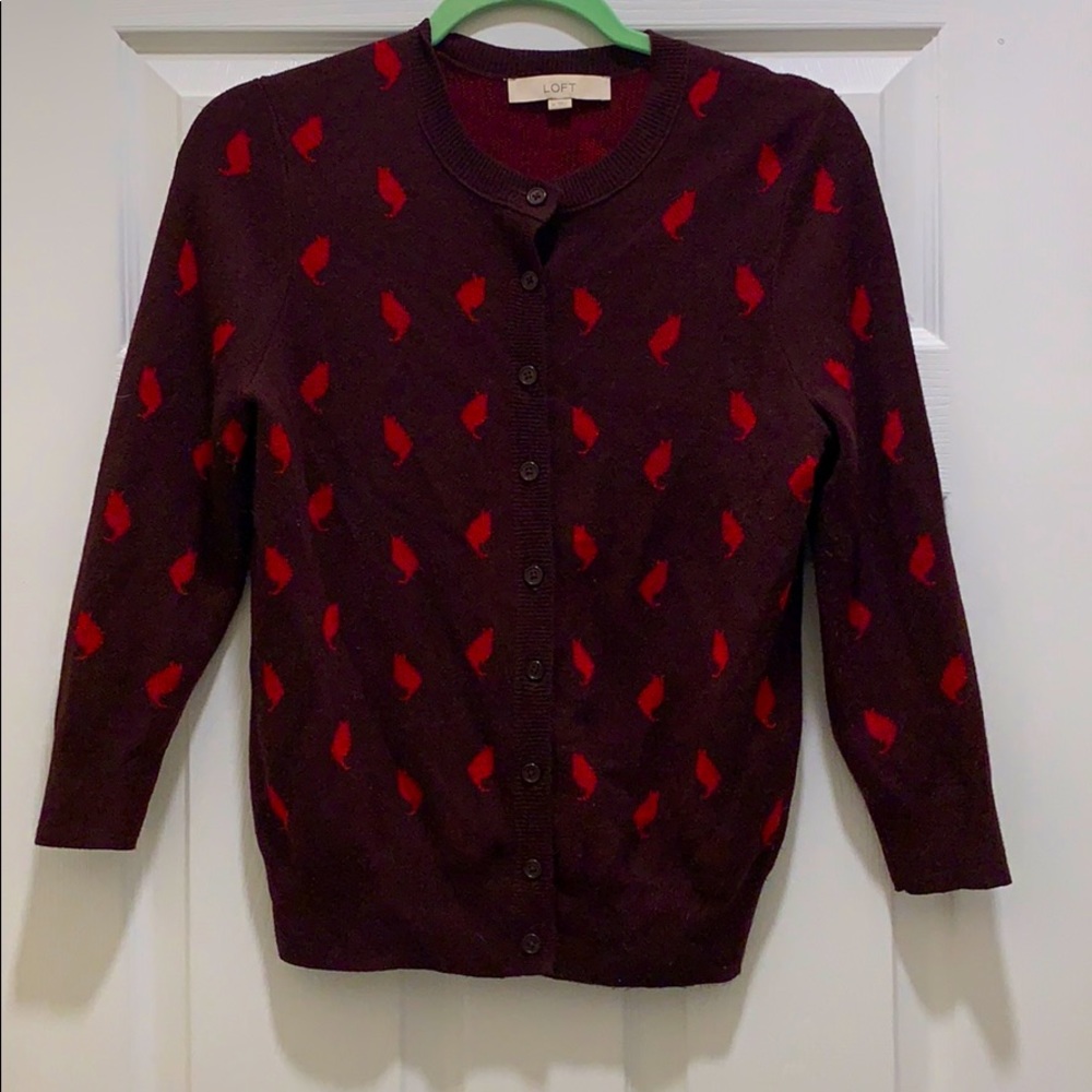 Ann Taylor Loft Button-Up Cat Cardigan Vintage